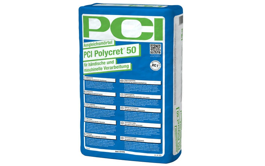 Neuer Ausgleichsmörtel PCI Polycret 50 für die manuelle wie maschinelle Verarbeitung
