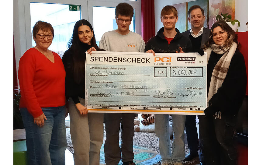 Sika-Tochterunternehmen PCI spendet 3.000 Euro an die Stiftung Bunter Kreis in Augsburg